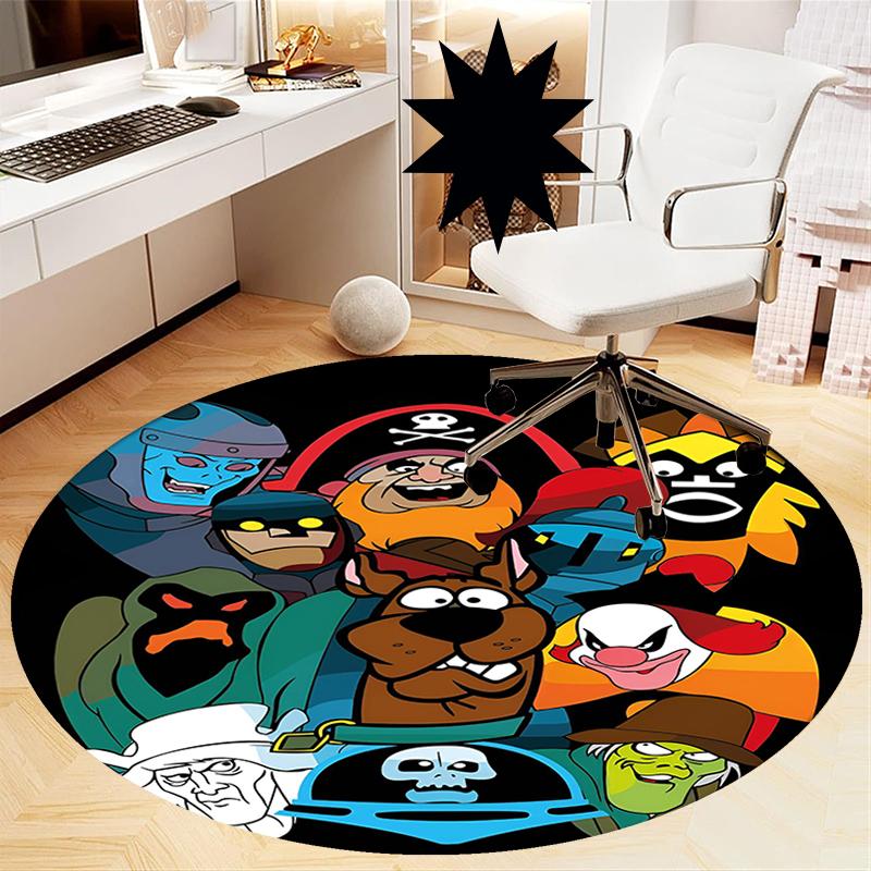 Scooby-Doo Printed Round Rug Carpet Chair Rug Area Rug Entryway Doormats,for Office Chair Living Room Bedroom Kitchen Room.