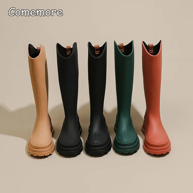 Fashion Comemore Tall Non-slip Rain Shoes Adult Women's Rain Boots Outside Rubber Long Water Shoe Fishing Water Boot Camping Platform 41