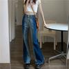 Осень-весна, джинсы, женские джинсовые брюки, винтажные прямые брюки, модные женские однотонные свободные повседневные широкие брюки с кисточками