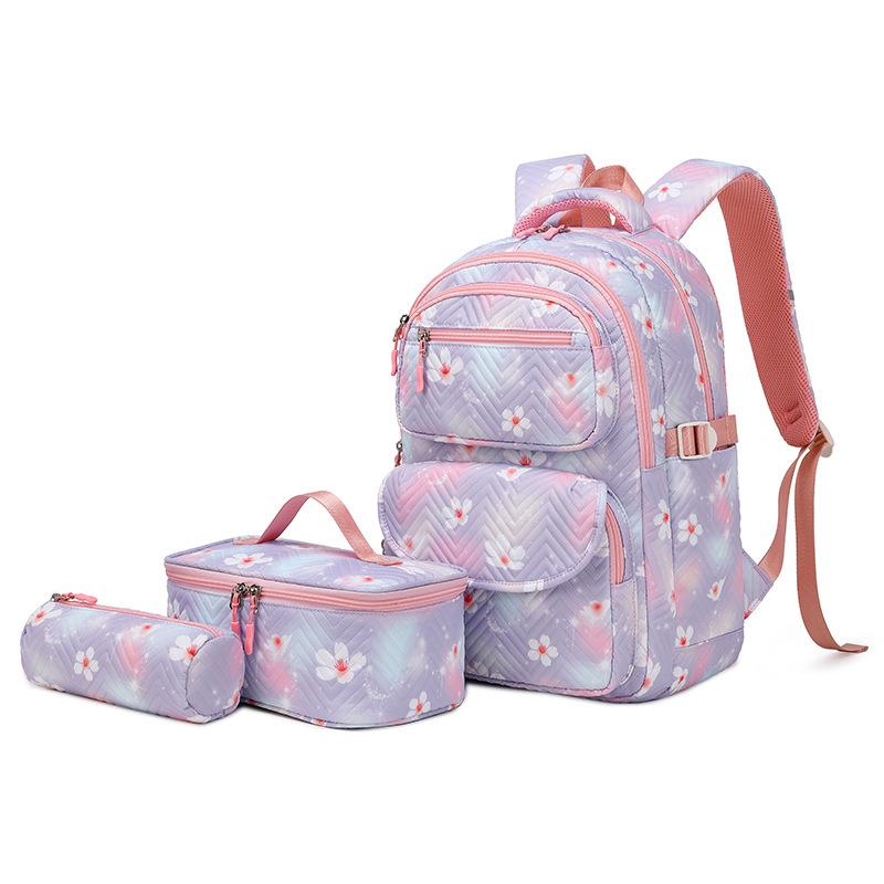 Women Backpack Printed Bag Three-piece Set Clear Sweet Student Backpack Fashion Backpack