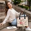 Vintage Pink Floral Plaid Large Casual Tote Bag For Women Daily Use Fashionable Portable Shoulder Handbag