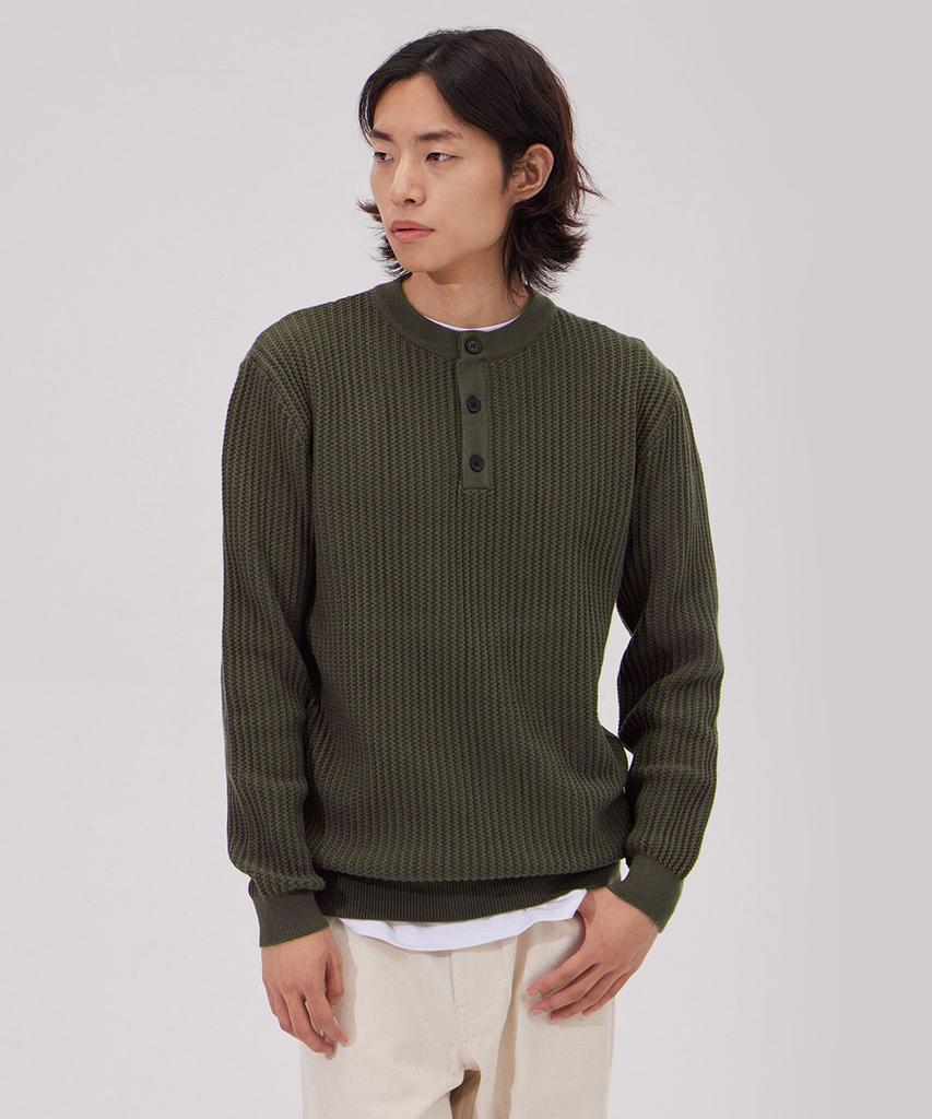 MAKEITTO Daily Viscose Henley Neck Knit_Gray