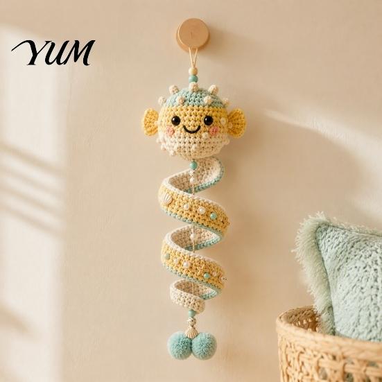 Educational Knitting for Novices Ocean Animal Spiral Crochet Kit, DIY Coastal Hanging Ornament Beginner Craft Supplies Travel Kit with Yarn