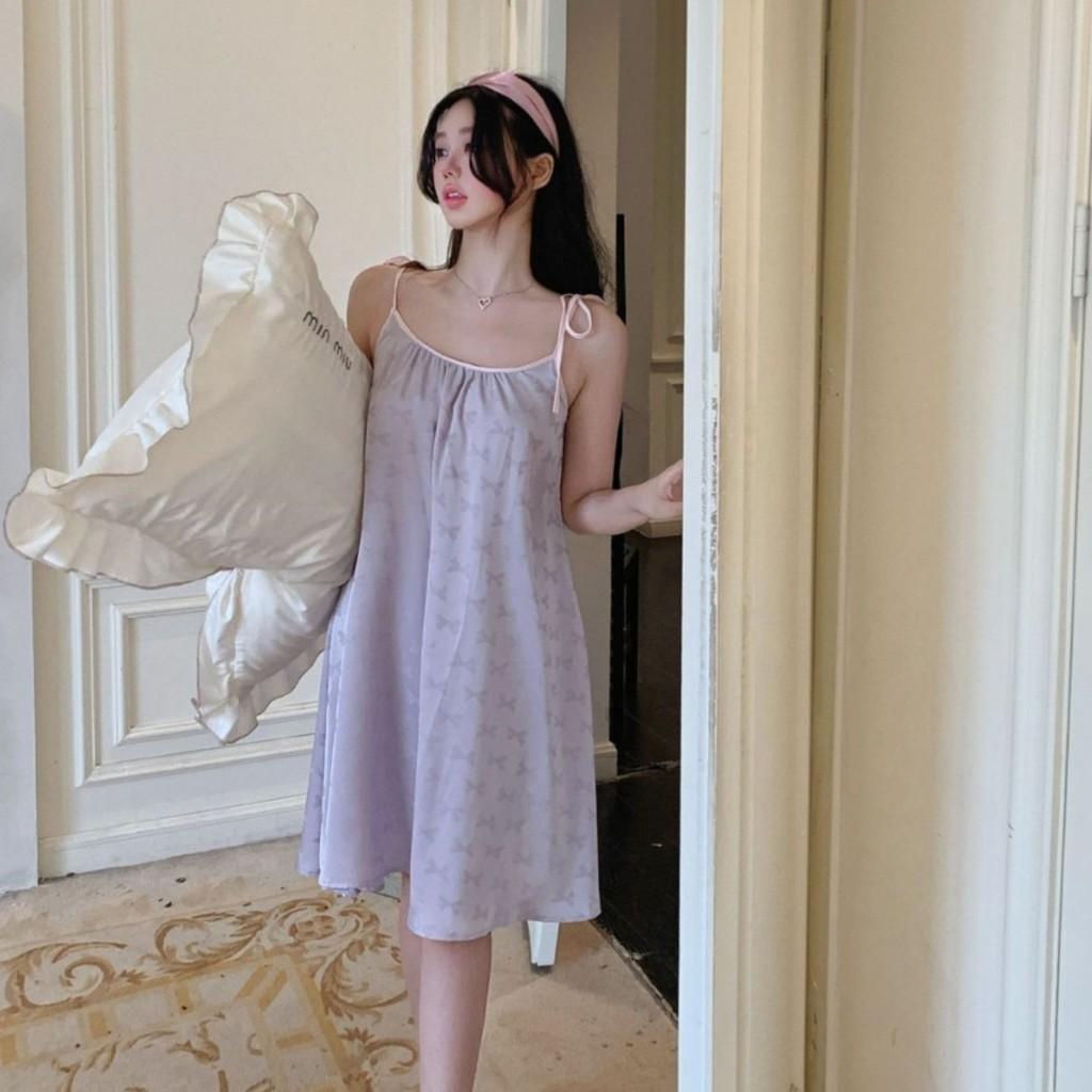 Pure Desire Style Women Summer Sleep Dress With Ice Silk Sleeveless Vneck For Home Comfort