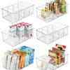 Refrigerator Organizer Bin Clear Plastic Food Storage Organizer Fridge Storage Box with Divider Freezer Pantry Kitchen Organizer