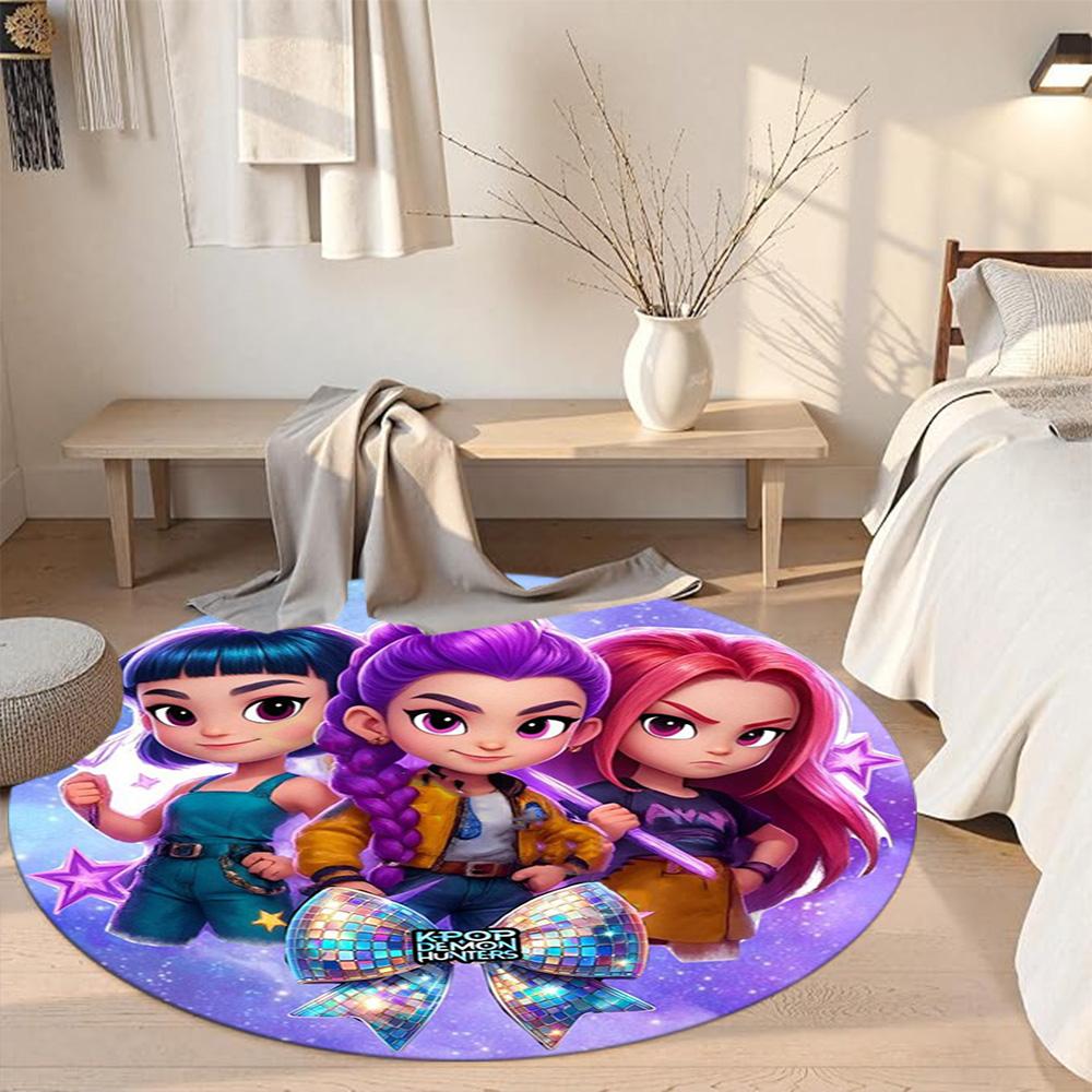 K-pop Round Area Rug Suitable for Foyer Dormitory Playrooms Dining Room Antislip Round Carpet Office home decor Best for Christmas