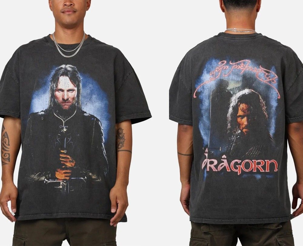 Unisex shirt Cotton Oversize Large Size Lord of the Rings Aragorn Vintage Cotton TShirt Unisex Size S-5XL Goth Movie NEW
