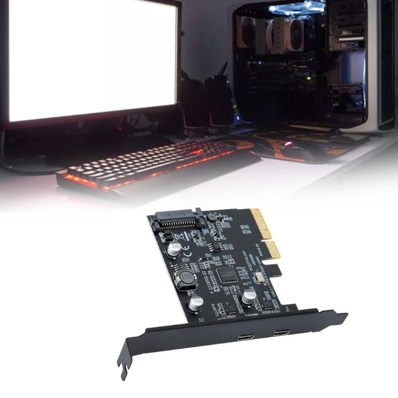 2-портовая карта PCI-E Type-C, адаптер PCI-Express 4X to USB 3.2 Gen, быстрая передача данных 10 Гбит/с