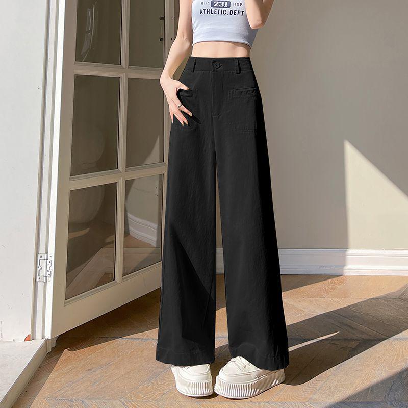 Summer 2026 Women's Trendy Wide-Leg High-Waisted Cropped Pants: Petite, Loose, and Slimming Drapey Style.