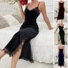 Velvet Nightgowns Lace Sexy Split Velour Sleep Dress Nightdress Lingerie Women's Home Clothes