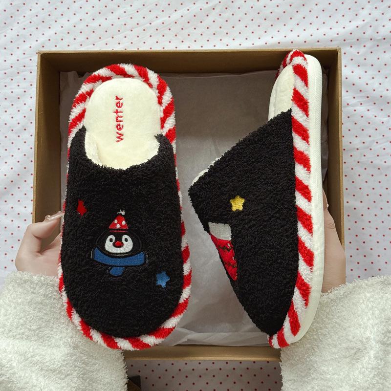 Домашние хлопковые тапочки зимние для пары милые мультяшные пингвины для дома в помещении спальня пол швабра зимние