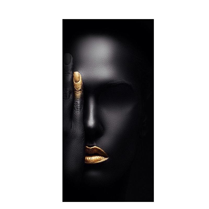 Абстрактное черное скандинавское женское лицо, портрет, холст, живопись, постеры и принты, скандинавское настенное художественное изображение для гостиной