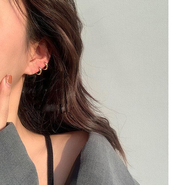 Korean High-Grade Large Hoop Earrings - Sterling Silver Plated, Retro, Simple Design, European & American Style Temperament.