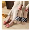 Модные женские тапочки из льна в клетку в стиле бохо