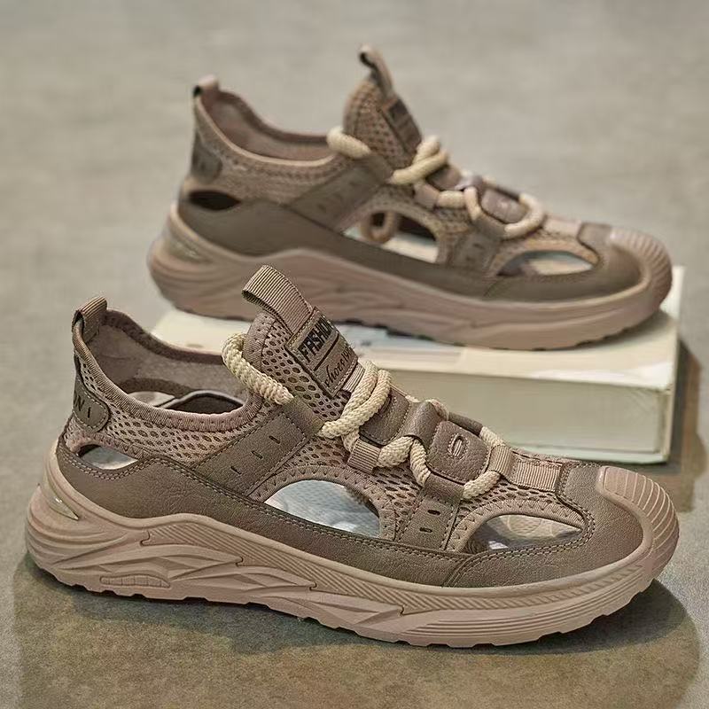 Сандалии мужские летние пляжные спортивные и для отдыха большого размера с отверстием для отслеживания сандалии уличные сумка-голова внешнеторговая мужская обувь