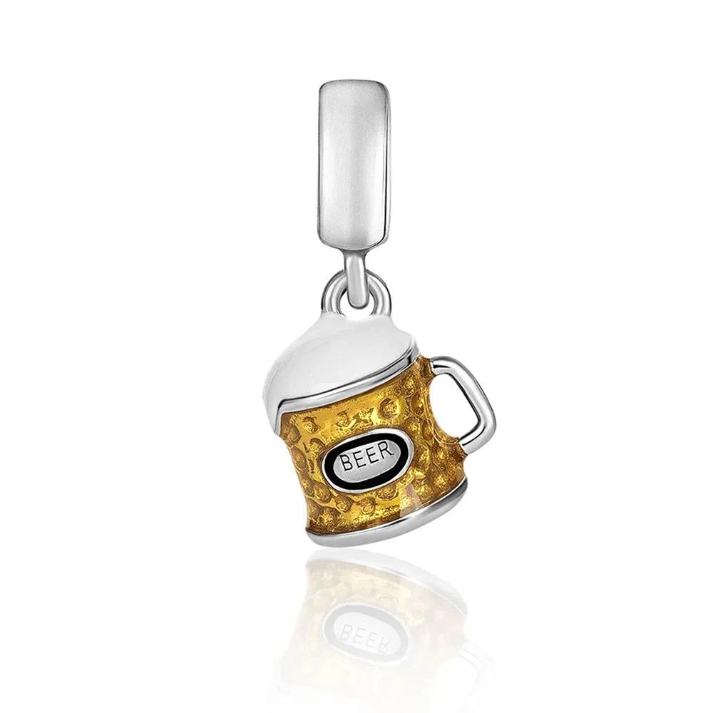 925 Silver Colorful Fruit Birthday Cake Milk Burger Chili Pendant Bead for DIY Women Bracelet Jewelry