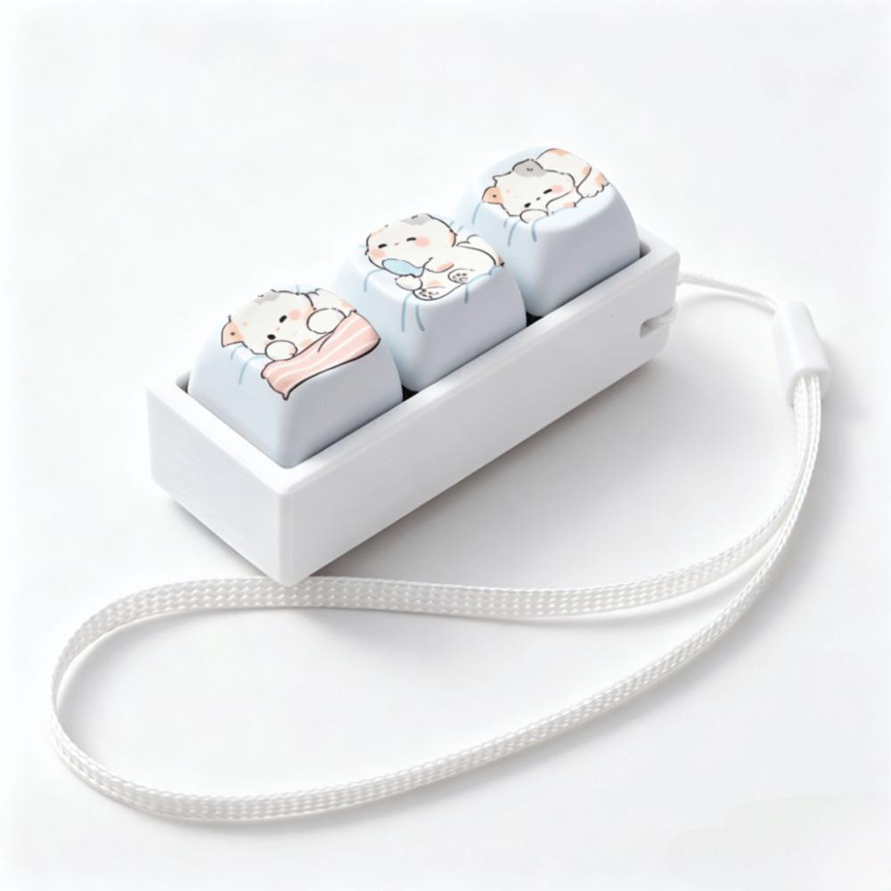 Cartoon Cat Keycap Fidget Keychain 3 Keys Finger Press Keycap Keychain Calming