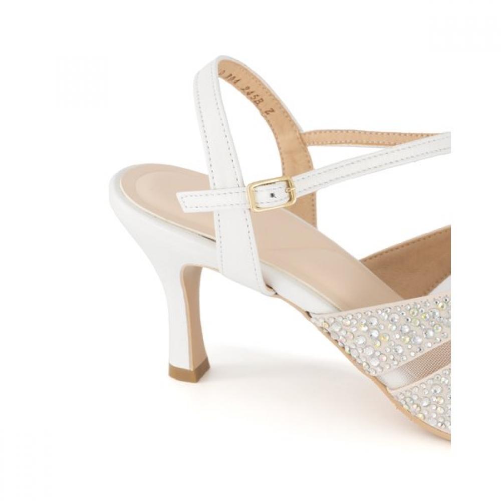 Daks 7cm CrYstal Jewel Mesh Y Strap Sandal Dld304 Cream White