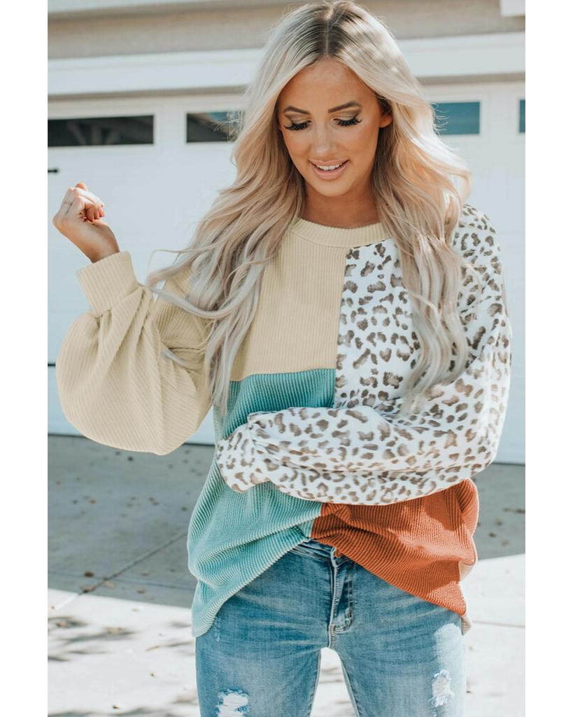 Azura Exchange Топ с длинными рукавами в рубчик и цветными блоками