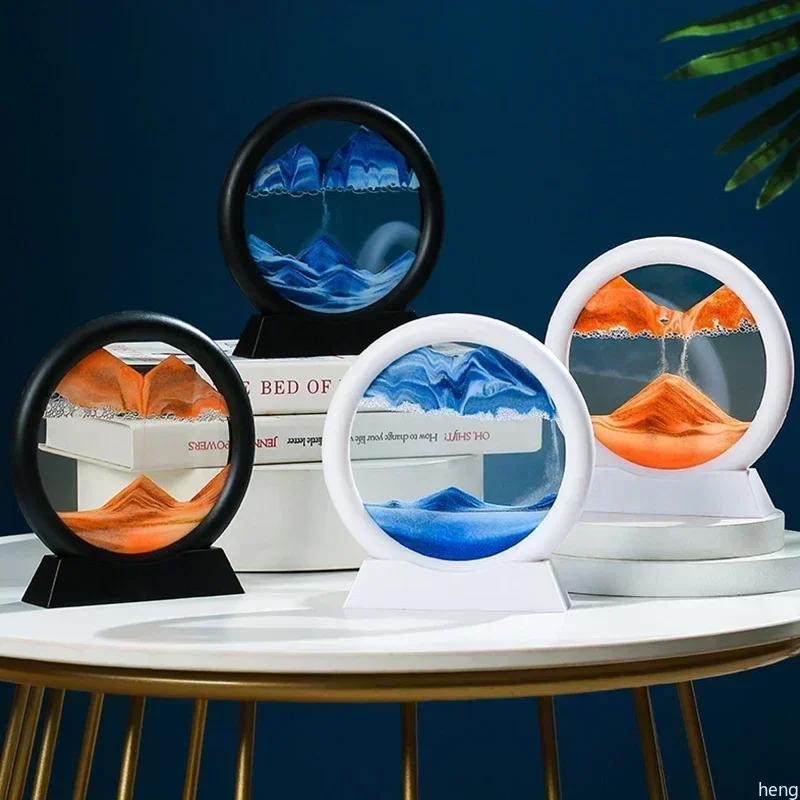 3D часы с движущимся песком, орнамент в виде песочных часов, скандинавский домашний декор, картина с струящимся песком, картина с изображением песочных часов, декор для офисного стола