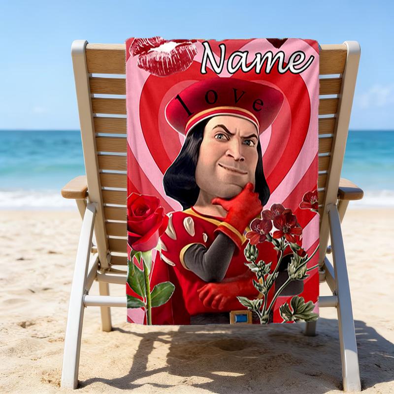 1pc Villain1 Beach Towel with Custom Name, Beach/Swimming/Bath/Picnic/Camping Towel, Suitable for Seaside Beaches