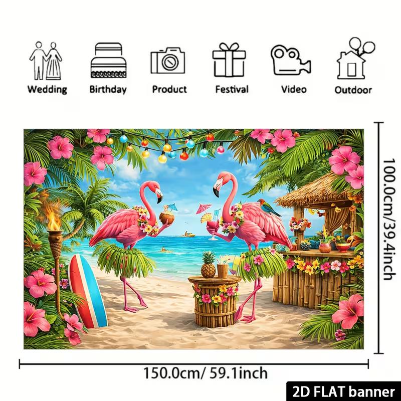 2D яркий тропический пляжный фон с фламинго для летней фотосессии