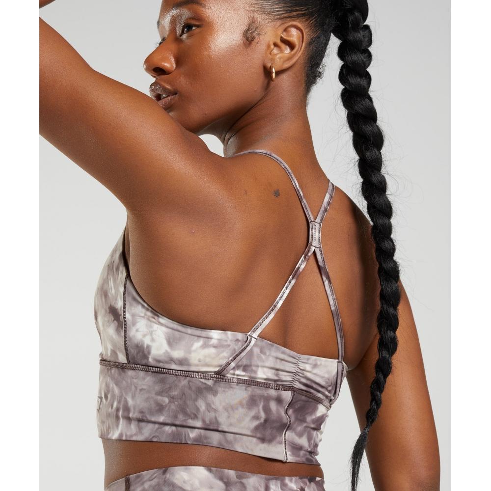 Gymshark Elevate Удлиненный спортивный бюстгальтер Cement Brown Spray Dye B3a7b Nbqr