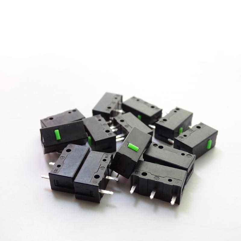 Медный микропереключатель с зеленой точкой для игровой мыши для ПК с 3-контактной конструкцией, рассчитанный на 60 миллионов нажатий