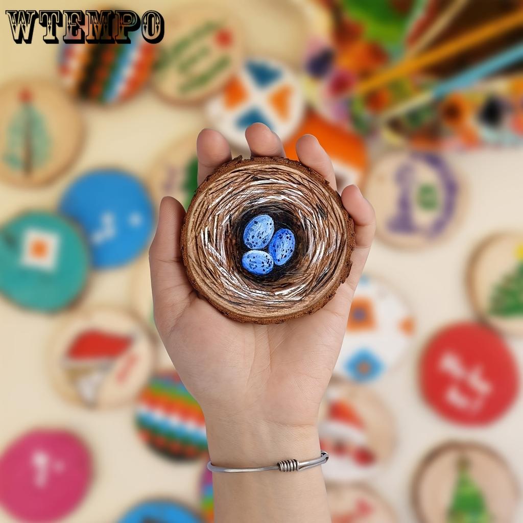 20 шт. Деревянные спилы без отверстия, 2,4-2,8 дюйма Деревянные круги для DIY поделок, Рождественское украшение, Декор