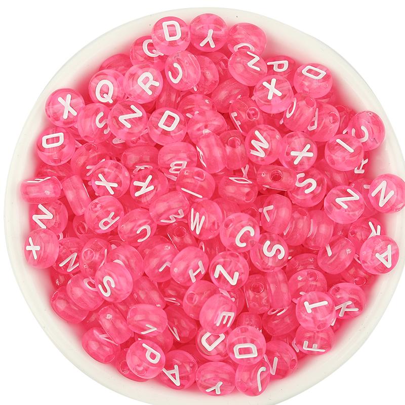 100Pcs Acrylic Letter Beads For Jewelry Making Clear Alphabet 7mm Flat Round Spacer Bead Diy Bracelets Necklace Accessories