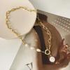 1pcs Gold-color Necklace Hip Hop Style Faux Imitation-pearl Pendant Handmade Curved Needle Sewable Fashion Jewelry