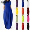 Women Casual Loose Long Dress O-Neck Short Sleeve Summer Beach Dress Elegant Party Dress