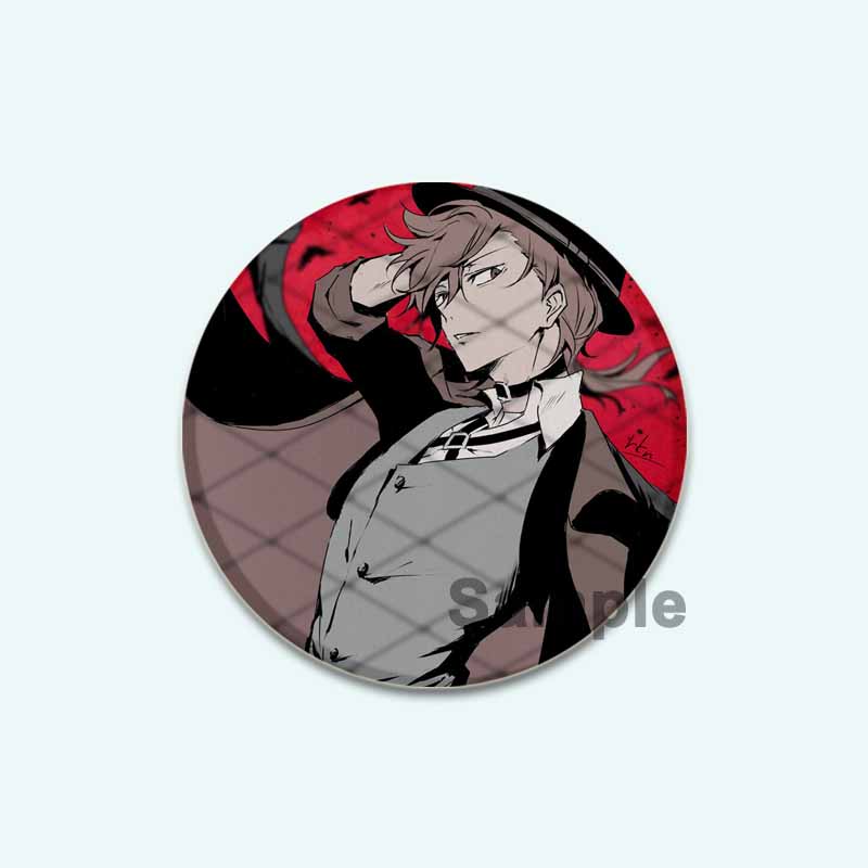 32/44/58mm Anime Bungo Stray Dogs Pins Dazai Osamu Cartoon Badge Armed Detective Agency Handmade Brooches Breastpin for Backpack Clothes