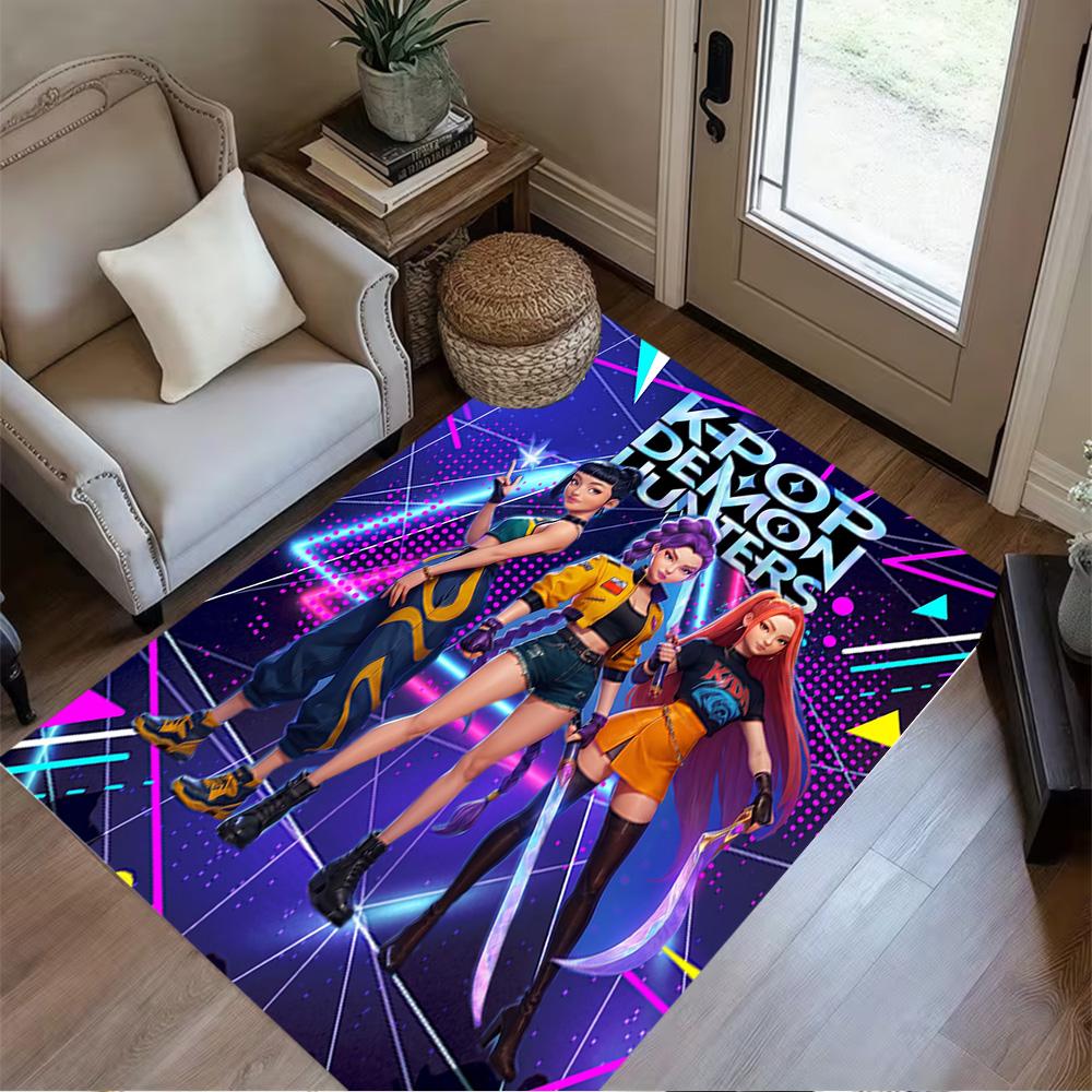 Neon Fashion Showdown Area Rug Design for Dining Room Game Room Playrooms Study room Anti-slip Rug Anime Office Decor