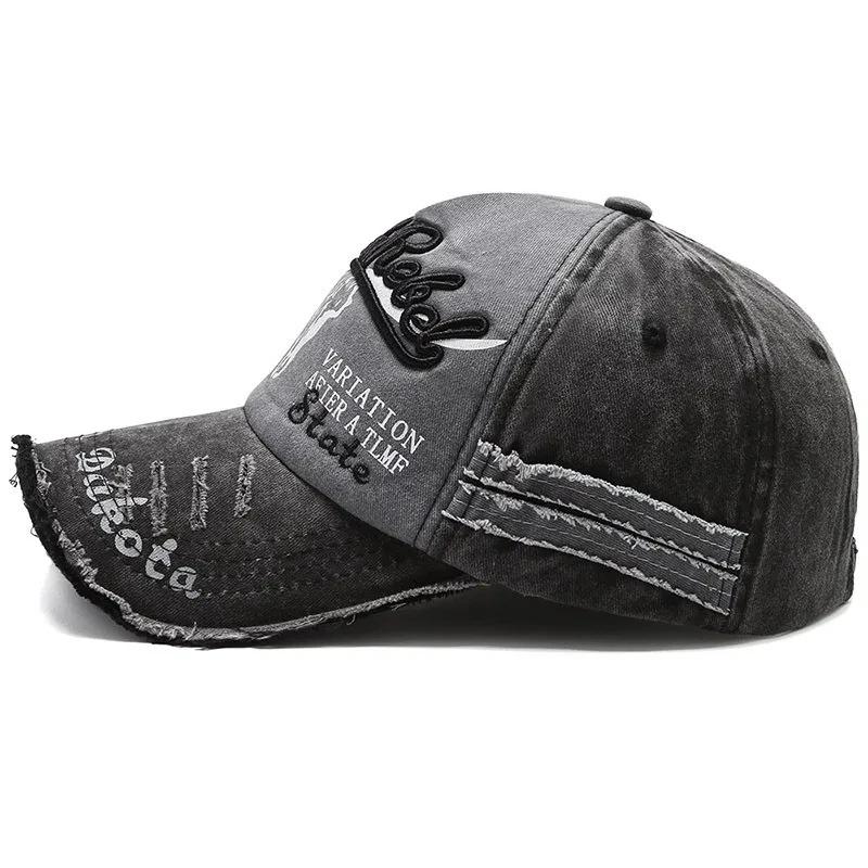 Sports Outdoor Women And Men Pattern Head Cow Cap Baseball Stitching Stitched Embroidered Alphabet Vintage Cotton Washed Neutral Gender For Hats