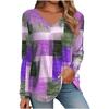 Womens Long Sleeve Tops V Neck Shirts Casual 3D Flower Print Basic Trendy Tee Blouses Fall Tunic Outfits Fitted T Shirts