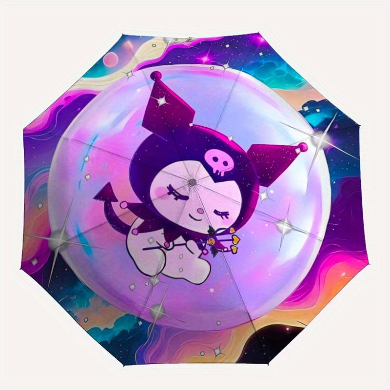 1pc Galaxy Kuromi Sanrio Pattern Automatic Umbrella is Fashionable and Good-Looking, a Portable 3-Fold Umbrella, Suitable for Travel and Daily Use, a