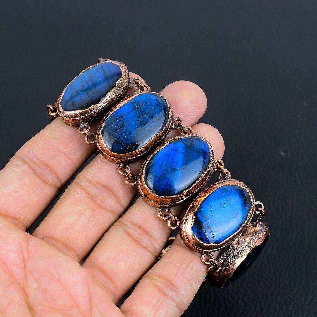 Labradorite Jewelry, Copper Electroformed Gemstone Bracelet, Handmade Jewelry, For Memorial Day