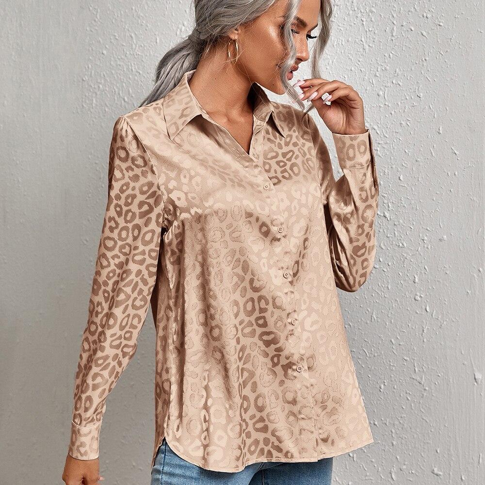 Модные женские блузки 2022 Лето Принтованный шифоновый шелковый топ Женская рубашка Женские рубашки Блузки Топы Длинный рукав Шикарная женщина