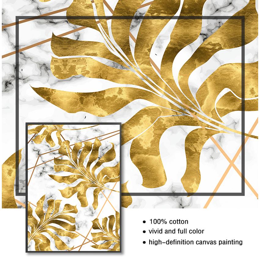 Wall Art Pictures for Living Room Modern Decor Nordic Plants Golden Leaf Canvas Painting Botanical Posters and Print Abstract