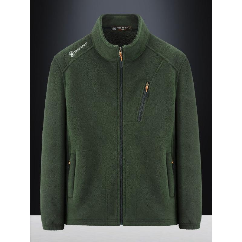 Пушистая куртка шерпа для мужчин, повседневная, на молнии, со стойкой, осенне-зимняя, теплая верхняя одежда, флисовые куртки, мужское пальто для активного отдыха, походов, мягкое, с карманами