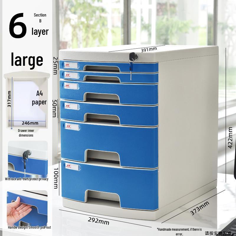 Lockable Multi-Layer A4 File Cabinet Drawer - Plastic Office Storage Box