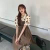 Cute Midi Length Dresses Spring Vintage Print Long Dress Women Clothing Korean Style Clothes