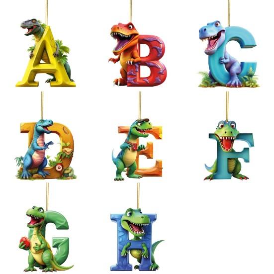 Рождественский орнамент в виде динозавра, подвесной кулон со шнурком, мультяшный стиль, Рождественская елка, забавное украшение в виде динозавра