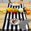 Polyester Tablecloth Simple Nordic Style Black and White Striped Table Runner for Hotel Table Cloth Coffee Table Cover Home Supplies
