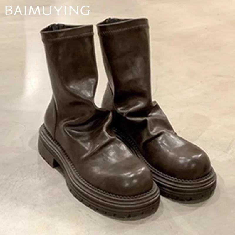 Женские ботильоны на платформе, массивные модные кожаные туфли 2025 года, новый тренд зимы, женские готические ботинки Chelsea Snow Botas, повседневные прогулочные туфли