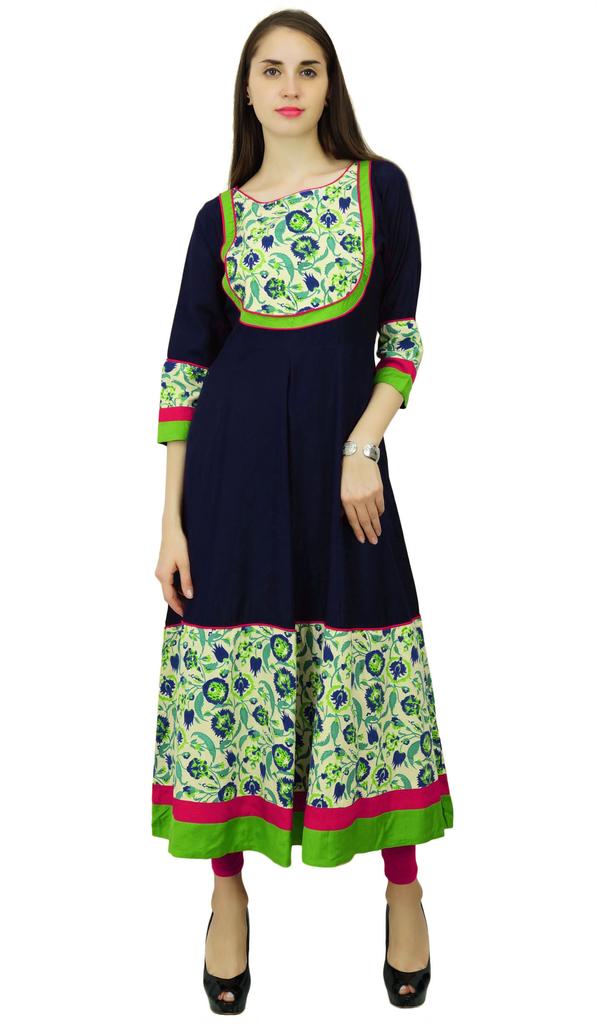 Phagun Платье-туника в этническом стиле из искусственного шелка Anarkali Kurta с цветочным принтом