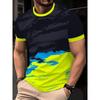 Summer Round Neck 3D Contrast Color Print Top Fashionable Casual Short Sleeved Men's T-shirts