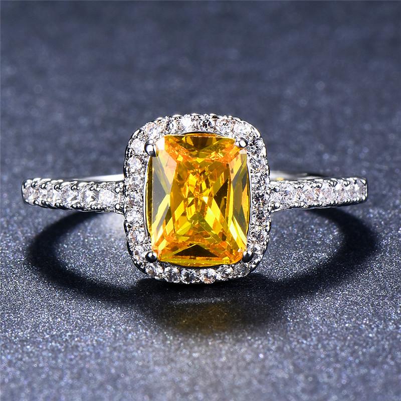 Роскошное женское кольцо с большим кристаллом CZ Stone Ring Цвет Белый Синий Фиолетовый Зеленый Обручальные кольца для женщин