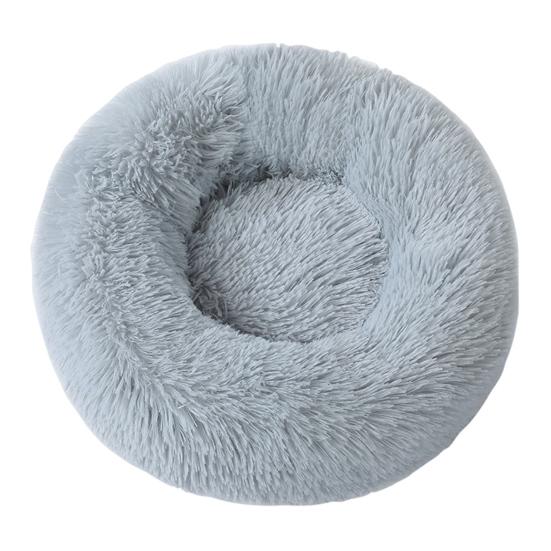 Donut Pet Bed Fluffy Round Cat Bed with Anti-Slip Bottom Cozy Shaggy Plush Dog